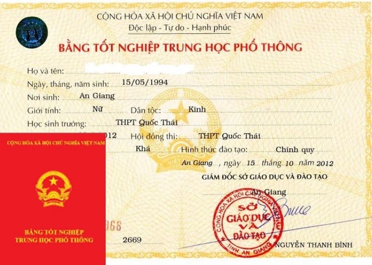 Dịch vụ làm bằng cấp 3 giá 1 triệu không cọc lấy ngay