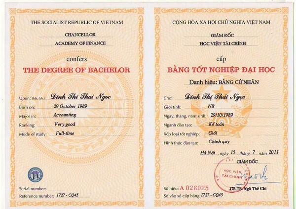 bằng đại học tốt nghiệp