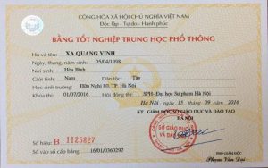 Bằng cấp 3 phôi thật
